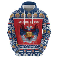 Personalized Serbia Christmas Zip Hoodie Eagle with Cesnica Christmas Bread - Wonder Print Shop