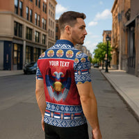 Personalized Serbia Christmas Zipper Polo Shirt Eagle with Cesnica Christmas Bread - Wonder Print Shop