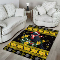 Flintshire Wales Christmas Area Rug Welsh Red-billed Chough with Daffodil - Wonder Print Shop