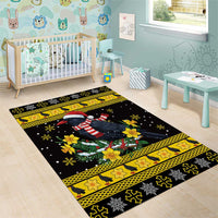 Flintshire Wales Christmas Area Rug Welsh Red-billed Chough with Daffodil - Wonder Print Shop