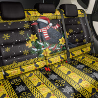 Flintshire Wales Christmas Back Car Seat Cover Welsh Red-billed Chough with Daffodil - Wonder Print Shop