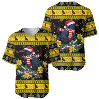 Flintshire Wales Christmas Baseball Jersey Welsh Red-billed Chough with Daffodil - Wonder Print Shop