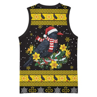 Flintshire Wales Christmas Basketball Jersey Welsh Red-billed Chough with Daffodil - Wonder Print Shop
