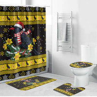 Flintshire Wales Christmas Bathroom Set Welsh Red-billed Chough with Daffodil - Wonder Print Shop
