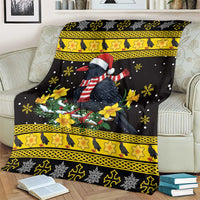 Flintshire Wales Christmas Blanket Welsh Red-billed Chough with Daffodil - Wonder Print Shop