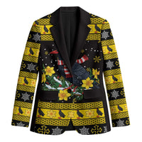 Flintshire Wales Christmas Blazer Welsh Red-billed Chough with Daffodil - Wonder Print Shop
