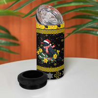 Flintshire Wales Christmas 4 in 1 Can Cooler Tumbler Welsh Red-billed Chough with Daffodil - Wonder Print Shop