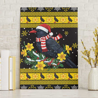 Flintshire Wales Christmas Canvas Wall Art Welsh Red-billed Chough with Daffodil - Wonder Print Shop