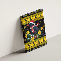 Flintshire Wales Christmas Canvas Wall Art Welsh Red-billed Chough with Daffodil - Wonder Print Shop