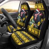 Flintshire Wales Christmas Car Seat Cover Welsh Red-billed Chough with Daffodil - Wonder Print Shop