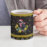 Flintshire Wales Christmas Ceramic Mug Welsh Red-billed Chough with Daffodil - Wonder Print Shop