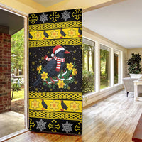 Flintshire Wales Christmas Door Cover Welsh Red-billed Chough with Daffodil - Wonder Print Shop