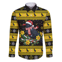Flintshire Wales Christmas Family Matching Puletasi and Hawaiian Shirt Welsh Red-billed Chough with Daffodil - Wonder Print Shop