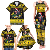 Flintshire Wales Christmas Family Matching Tank Maxi Dress and Hawaiian Shirt Welsh Red-billed Chough with Daffodil - Wonder Print Shop