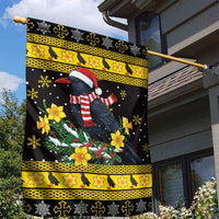 Flintshire Wales Christmas Garden Flag Welsh Red-billed Chough with Daffodil - Wonder Print Shop