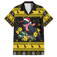 Flintshire Wales Christmas Hawaiian Shirt Welsh Red-billed Chough with Daffodil - Wonder Print Shop