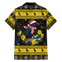 Flintshire Wales Christmas Hawaiian Shirt Welsh Red-billed Chough with Daffodil - Wonder Print Shop