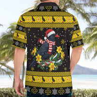 Flintshire Wales Christmas Hawaiian Shirt Welsh Red-billed Chough with Daffodil - Wonder Print Shop