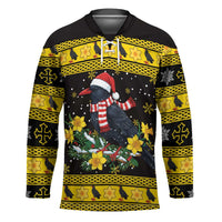 Flintshire Wales Christmas Hockey Jersey Welsh Red-billed Chough with Daffodil - Wonder Print Shop