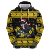 Flintshire Wales Christmas Hoodie Welsh Red-billed Chough with Daffodil - Wonder Print Shop