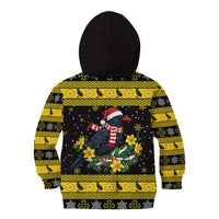 Flintshire Wales Christmas Kid Hoodie Welsh Red-billed Chough with Daffodil - Wonder Print Shop