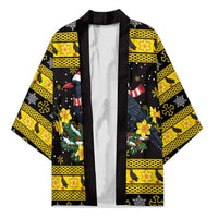 Flintshire Wales Christmas Kimono Welsh Red-billed Chough with Daffodil - Wonder Print Shop