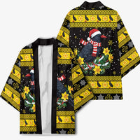 Flintshire Wales Christmas Kimono Welsh Red-billed Chough with Daffodil - Wonder Print Shop