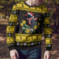 Flintshire Wales Christmas Ugly Christmas Sweater Welsh Red-billed Chough with Daffodil - Wonder Print Shop