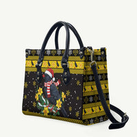 Flintshire Wales Christmas Leather Bag Welsh Red-billed Chough with Daffodil - Wonder Print Shop