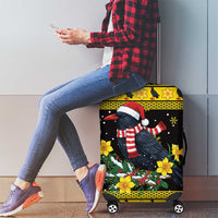 Flintshire Wales Christmas Luggage Cover Welsh Red-billed Chough with Daffodil - Wonder Print Shop