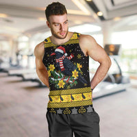 Flintshire Wales Christmas Men Tank Top Welsh Red-billed Chough with Daffodil - Wonder Print Shop