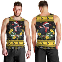 Flintshire Wales Christmas Men Tank Top Welsh Red-billed Chough with Daffodil - Wonder Print Shop
