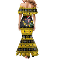Flintshire Wales Christmas Mermaid Dress Welsh Red-billed Chough with Daffodil - Wonder Print Shop