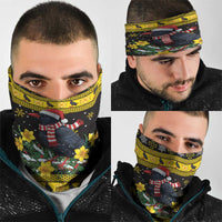 Flintshire Wales Christmas Neck Gaiter Welsh Red-billed Chough with Daffodil - Wonder Print Shop