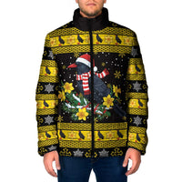 Flintshire Wales Christmas Padded Jacket Welsh Red-billed Chough with Daffodil - Wonder Print Shop