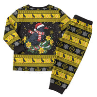 Flintshire Wales Christmas Pajama Set Welsh Red-billed Chough with Daffodil - Wonder Print Shop