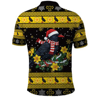 Flintshire Wales Christmas Polo Shirt Welsh Red-billed Chough with Daffodil - Wonder Print Shop