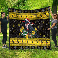 Flintshire Wales Christmas Quilt Welsh Red-billed Chough with Daffodil - Wonder Print Shop