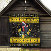 Flintshire Wales Christmas Quilt Welsh Red-billed Chough with Daffodil - Wonder Print Shop