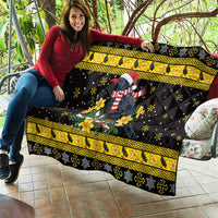Flintshire Wales Christmas Quilt Welsh Red-billed Chough with Daffodil - Wonder Print Shop