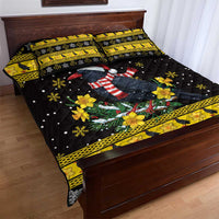 Flintshire Wales Christmas Quilt Bed Set Welsh Red-billed Chough with Daffodil - Wonder Print Shop