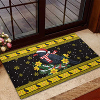 Flintshire Wales Christmas Rubber Doormat Welsh Red-billed Chough with Daffodil - Wonder Print Shop