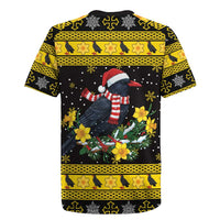 Flintshire Wales Christmas Rugby Jersey Welsh Red-billed Chough with Daffodil - Wonder Print Shop