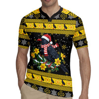 Flintshire Wales Christmas Rugby Jersey Welsh Red-billed Chough with Daffodil - Wonder Print Shop