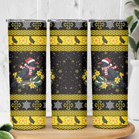 Flintshire Wales Christmas Skinny Tumbler Welsh Red-billed Chough with Daffodil - Wonder Print Shop