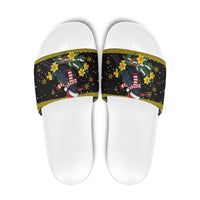 Flintshire Wales Christmas Slide Sandals Welsh Red-billed Chough with Daffodil - Wonder Print Shop