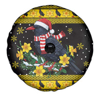 Flintshire Wales Christmas Spare Tire Cover Welsh Red-billed Chough with Daffodil - Wonder Print Shop