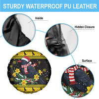 Flintshire Wales Christmas Spare Tire Cover Welsh Red-billed Chough with Daffodil - Wonder Print Shop