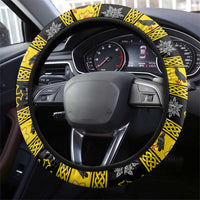 Flintshire Wales Christmas Steering Wheel Cover Welsh Red-billed Chough with Daffodil - Wonder Print Shop
