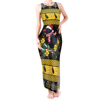 Flintshire Wales Christmas Tank Maxi Dress Welsh Red-billed Chough with Daffodil - Wonder Print Shop